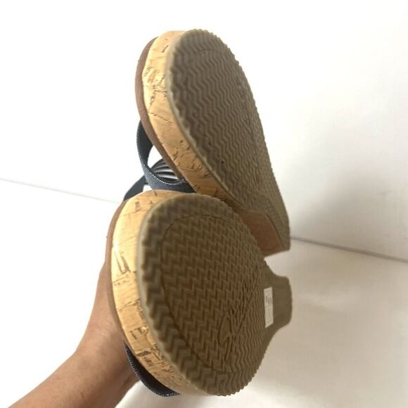 Skechers Luxe Foam Wedge Women's 11 Blue Fabric Sandals Sling Back Open Toe NEW - Picture 7 of 12